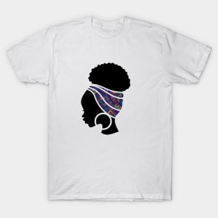 Afro Hair Woman with African Pattern Headwrap T-Shirt